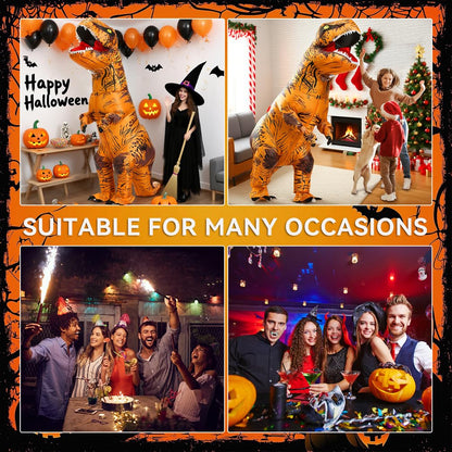 JASHKE Inflatable Dinosaur Costume Adult Blow up Trex Costumes Inflatable Dino Suit Halloween Costumes Fancy Dress for Adult (brown)