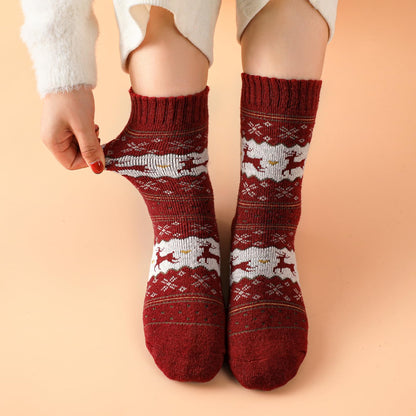Nimalpal Wool Socks for Women - Wool Socks Soft 5 Pairs Womens Sock, Winter Hiking Cozy Sock Warm, Furry Deer