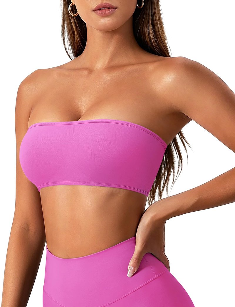 VOYJOY Impact Backless Bandeau Bra Workout Strapless Basic Tank Top Adjustable Back Bandeau Shirts Summer Going Out Tops