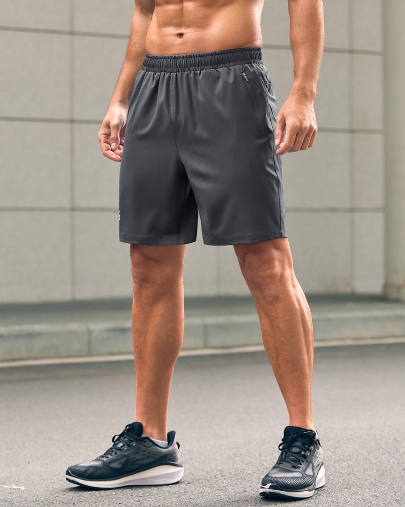 G Gradual Men's Athletic Running Shorts with Zipper Pockets Quick Dry 7"/ 5"/ 9" Workout Gym Shorts for Basketball Hiking(Dark Grey,7XXL)