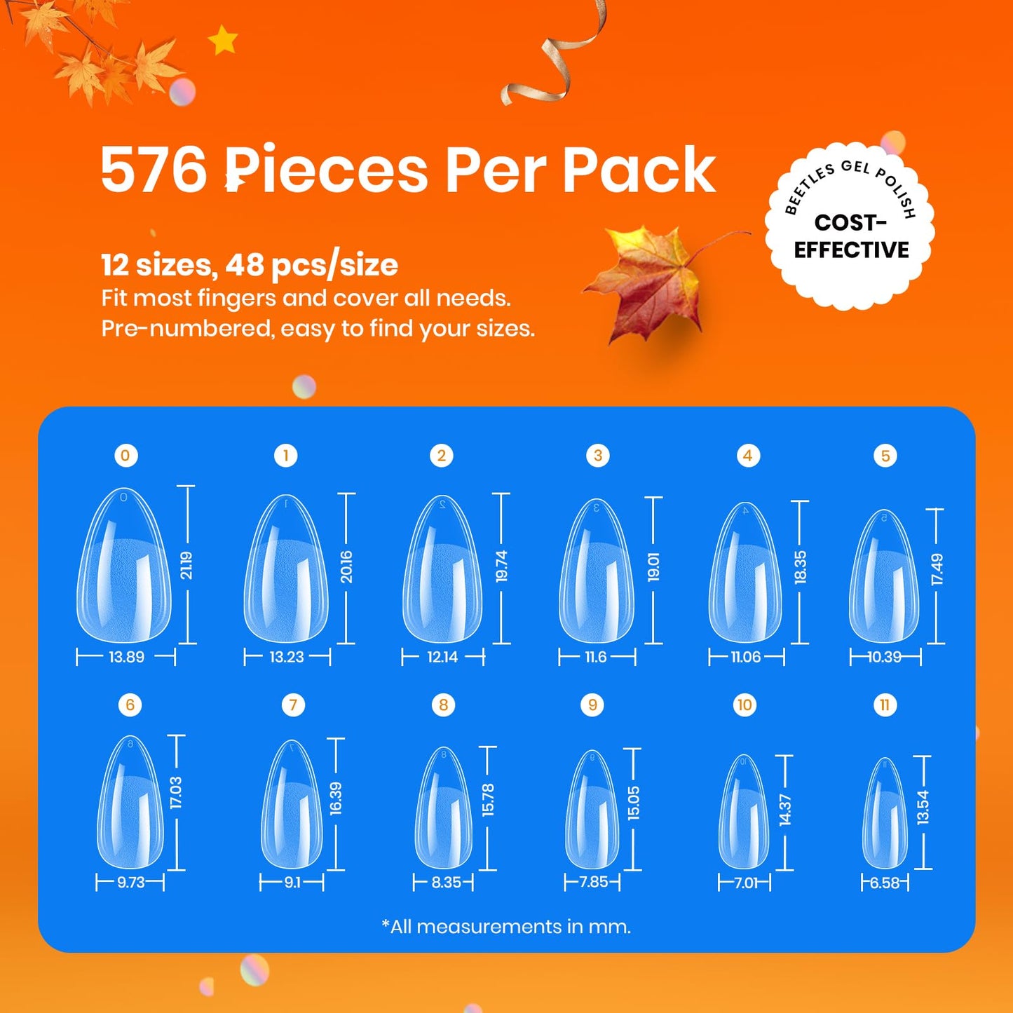 Beetles Gel Nail Kit Short Almond with Nail Dehydrator and Primer, 576Pcs Half Matte Etch-X Gel Nail Tips Solid Nail Glue Mini Nail Lamp Acrylic Nail Tips Easy DIY Nail Extension Set Gift for Women