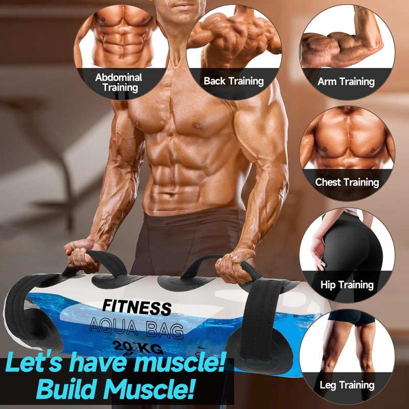 Adjustable Tidal Tank Aqua Water Bag Water Weight Portable Aqua Workout Bag for 33lbs Versatile Water Training aid Equipment Full Body Weight Exercise Equipment for Indoors and Outdoors