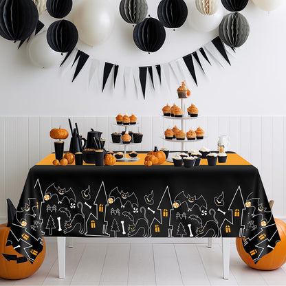 Childom 3 Pack Halloween Tablecloths,Disposable Plastic Tablecloths 54" x 108" Halloween Decorations,Plastic Table Cover for Birthday,Party Supplies,Holiday Table Cloth for Home,Dinner,Indoor,Outside