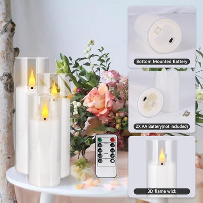 YOROXRG Flameless Candles,Battery Operated LED Candles Ideal for Halloween, Christmas,Home Decor,Home Party Wedding Indoor Outdoor,White 2.2X5“6”6“7”7“H