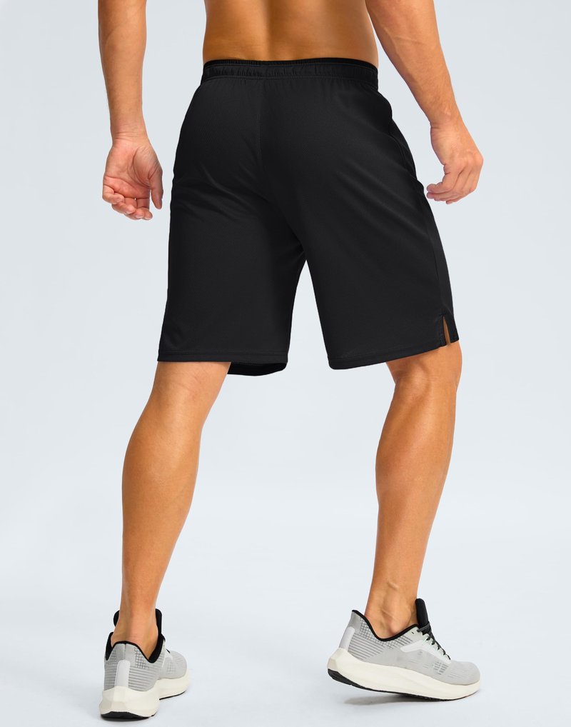 G Gradual Men's Gym Shorts wtih Zipper Pocket 9" Athletic Basketball Mesh Shorts for Men Workout Quick Dry Lightiweight(Black,L)