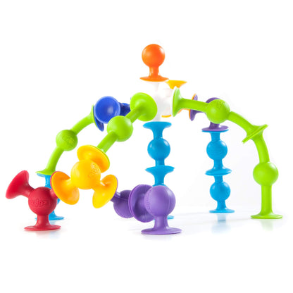 Fat Brain Toys Squigz Starter Set, 24 Piece Suction Bath Toys, Sensory Toys for Kids 3 and Up