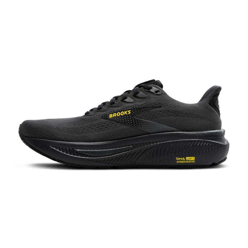 Brooks Men’s Ghost 17 Neutral Running Shoe - Ebony/Black/Yellow - 10 Wide