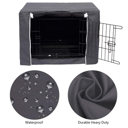 Geyecete Dog Crate Cover - Universal Dog Crate Fitting, 36 Inch, Lightweight Polyester Fabric, Breathable, Gray