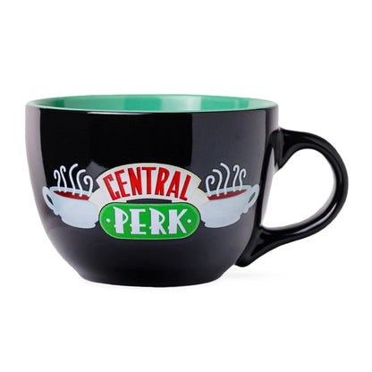 Silver Buffalo FRIENDS Central Perk Black Ceramic Mug Oversized for Coffee, Soup, 24 Ounces