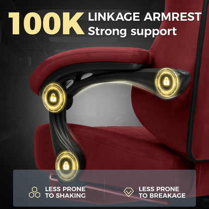 GTRACING Gaming Chair Fabric with Footrest, Big and Tall Game Chair High Back Computer Office Chair with Lumbar Support for Adults, Ergonomic Swivel Games Chair with Pocket Spring Cushion Gaming Red