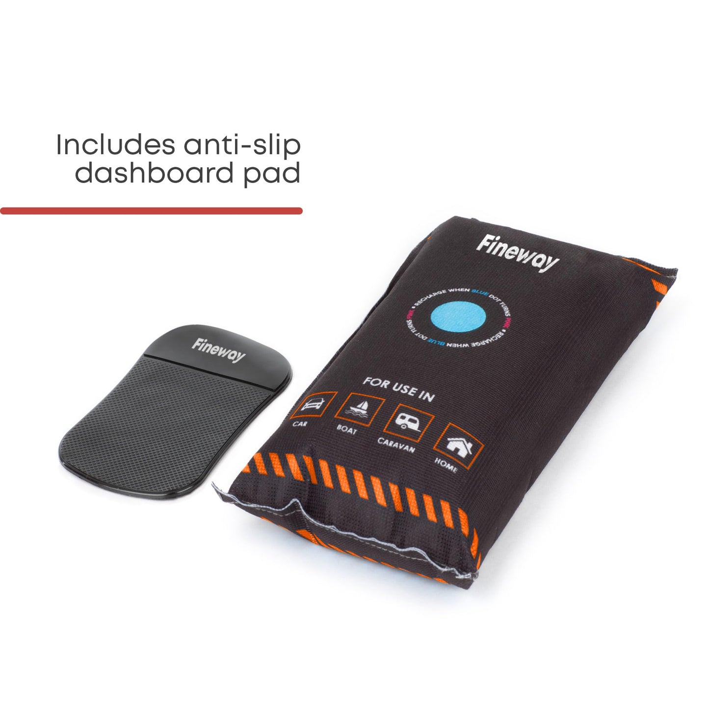 FiNeWaY 1kg Reusable Car Dehumidifier Bag, 2-Pack – Moisture & Condensation Absorbers with Anti-Slip Pads, Microwave Rechargeable for Cars, Vans & Caravans
