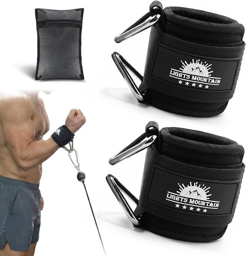 Wrist Cuffs for Cable Machines - Padded Adjustable Straps for Tricep Pushdowns & Strength Training