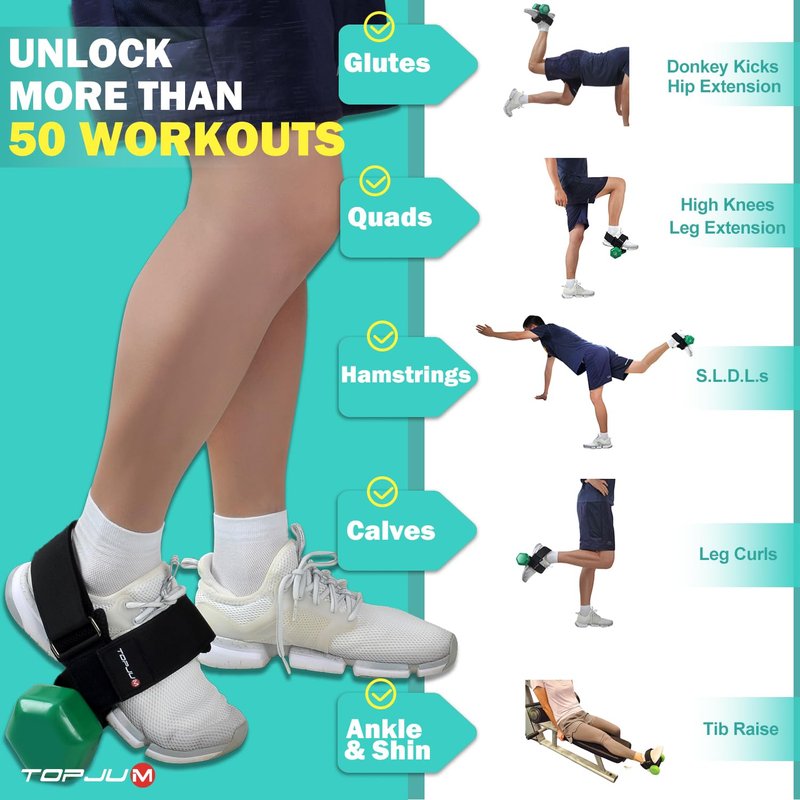 Original Dumbbell Foot Attachment, Tibialis Trainer, Adjustable Ankle Weights, Ankle Straps for Weight Lifting, Leg Workouts at Home for Hip, Shin Splint, Hamstring Curls, Leg extensions, Kettlebell Converstion Tool