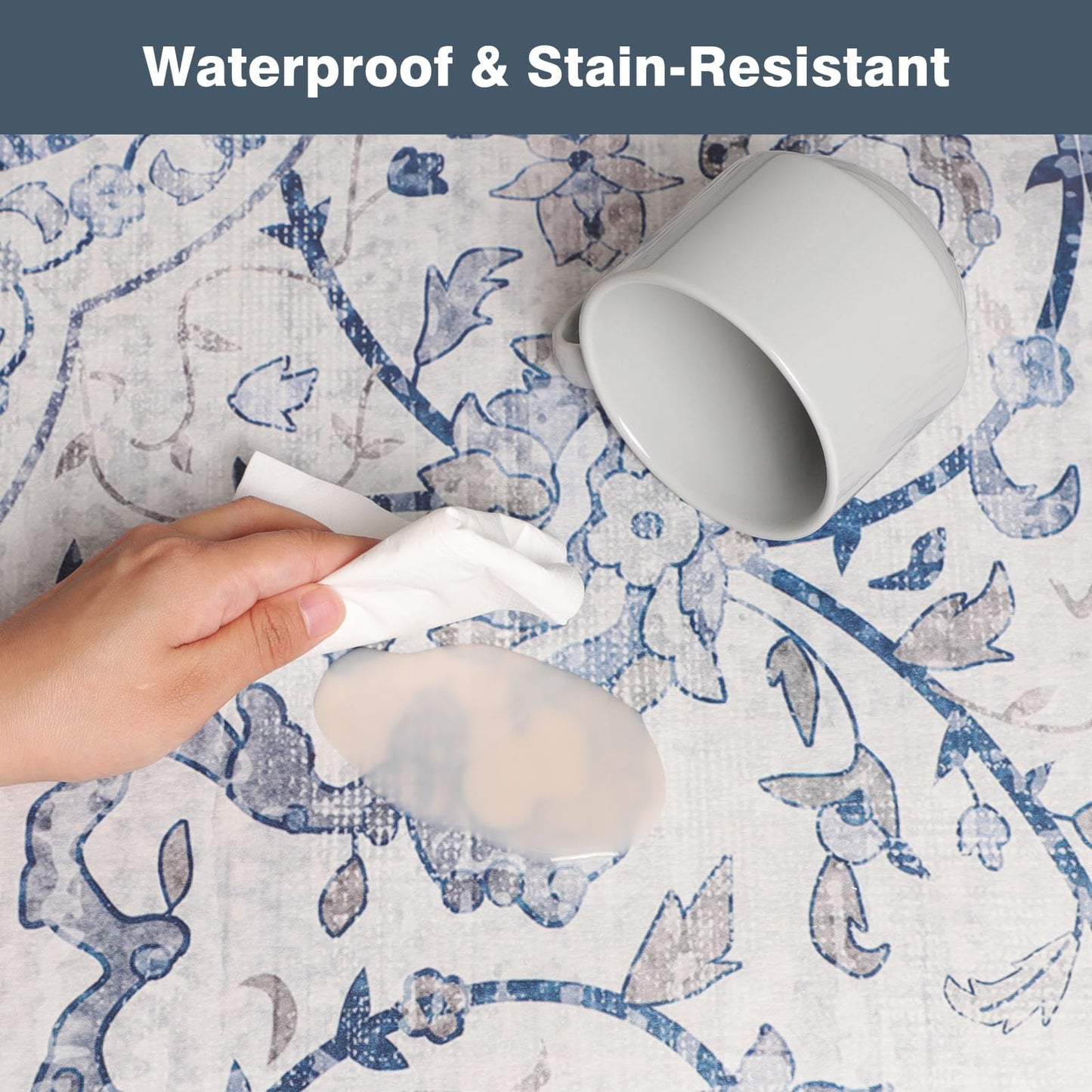 KEYDOL 5x7 Premium PVC Floor Mat, Waterproof Vinyl Rug & Plastic Floor Protector for Kitchen Table, Dining Room, Non-Slip Indoor Outdoor Use, Large Area Cover, Safe for Hardwood Floors