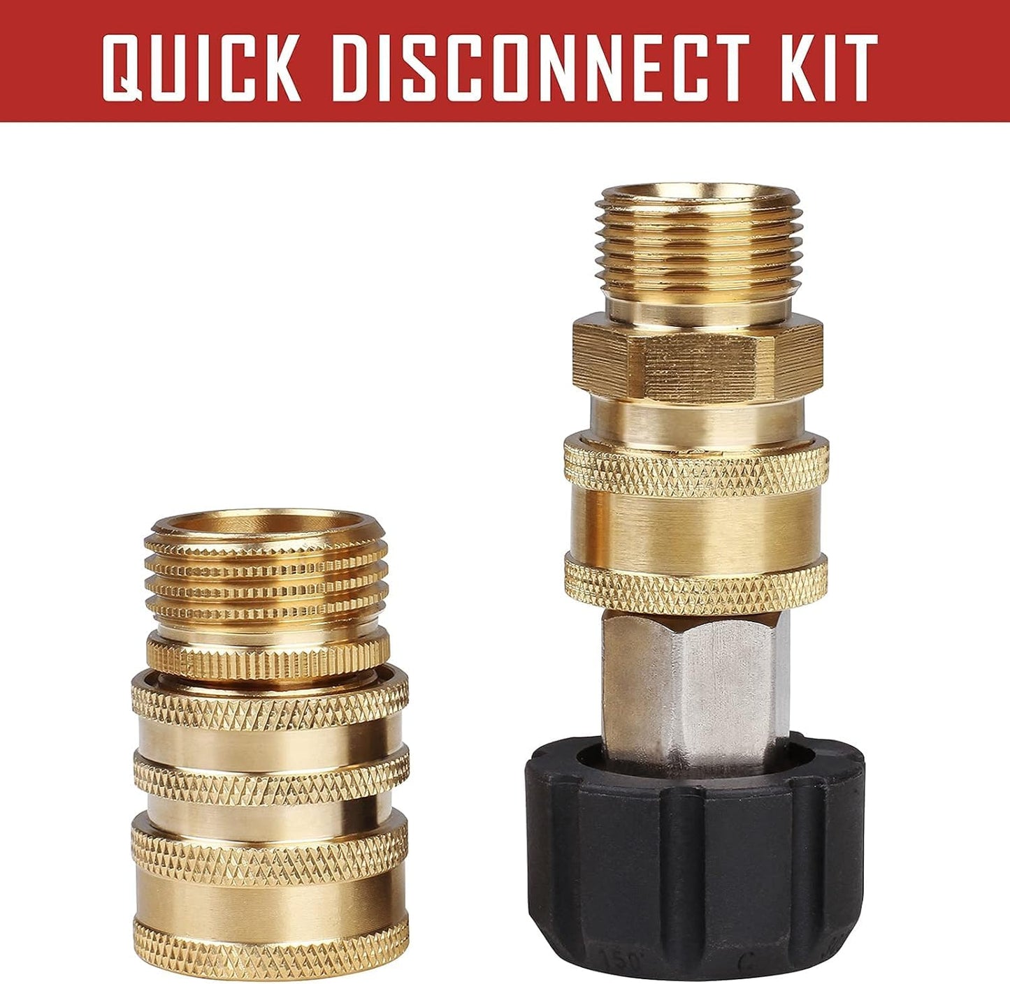 WOJET Pressure Washer Hose Fittings, M22-14mm to 3/8” Pressure Washer Quick Connect Kit, Quick Release Male Female Adapter Set for Power Washer, Hose & Gun