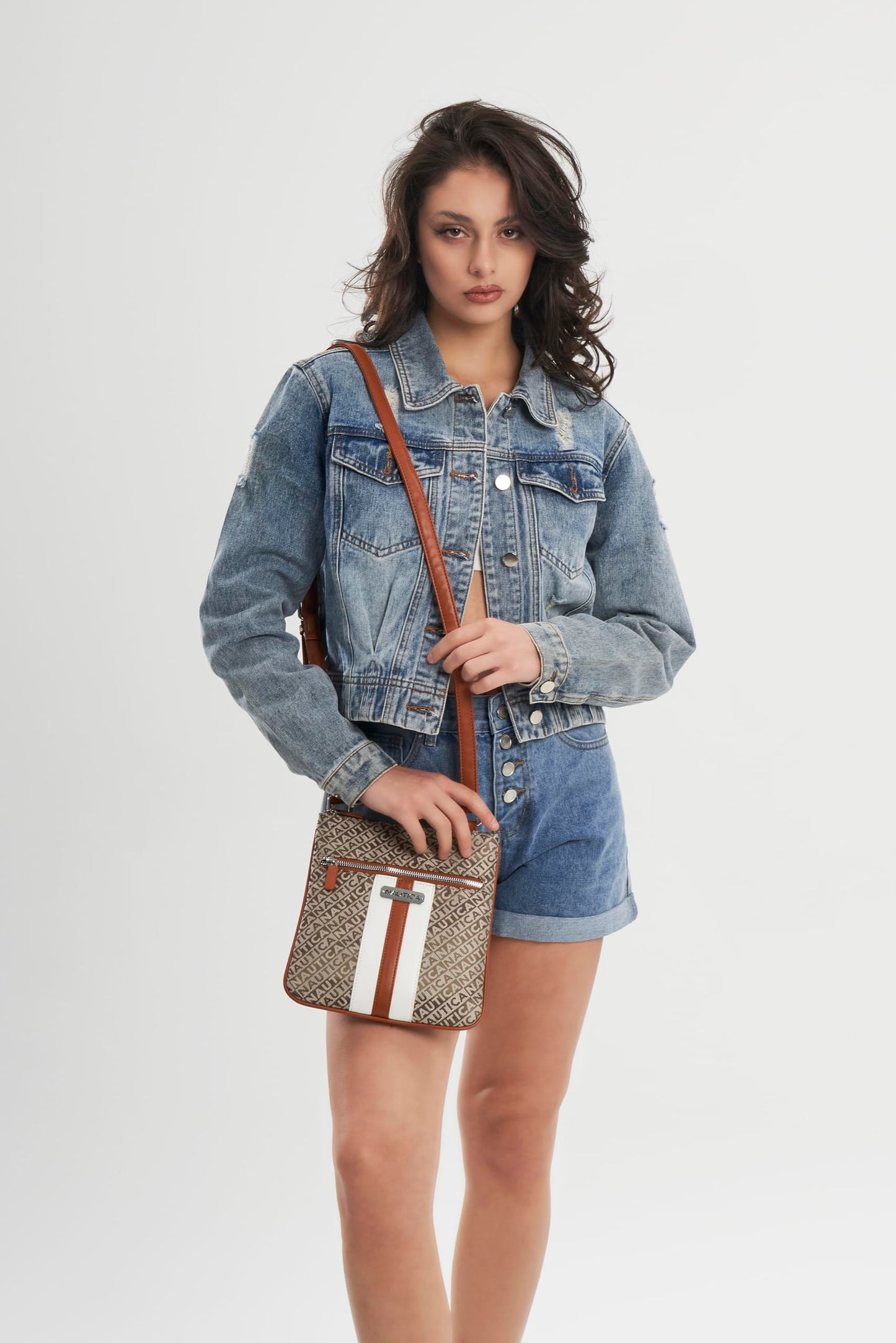 Nautica Lakeside Signature Jaquard North South Crossbody Bag