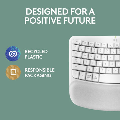 Logitech Wave Keys Wireless Ergonomic Keyboard with Cushioned Palm Rest, Comfortable Natural Typing, Easy-Switch, Bluetooth, Logi Bolt Receiver, for Multi-OS, Windows/Mac - Rose