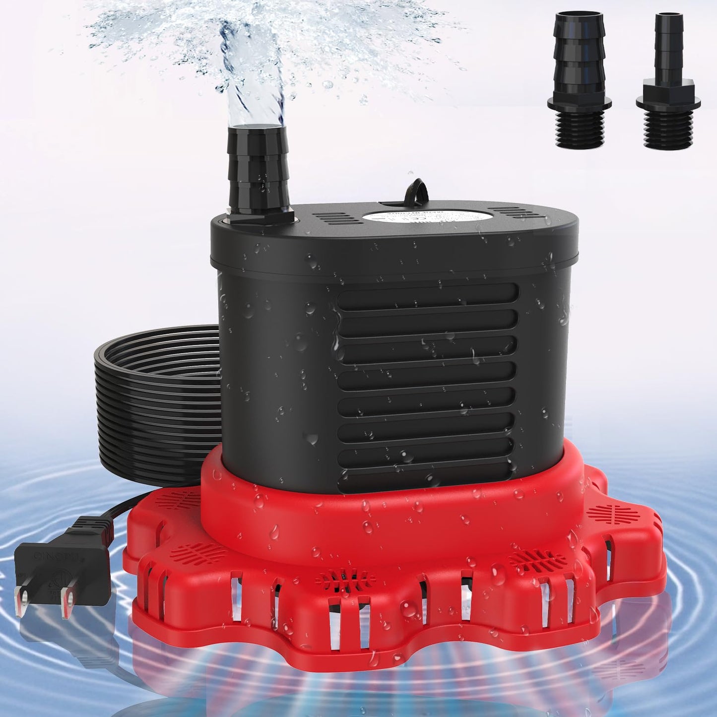 AgiiMan Pool Cover Pump Above Ground - 850 GPH Submersible Water Pump for Pool Draining, Portable Small Sump Pumps with 16' Drainage Hose and 25' Power Cord, 3 Adapters, Black