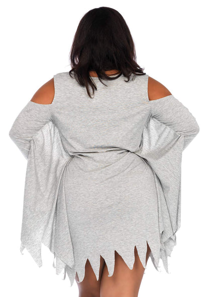 Leg Avenue Women's Casual Jersey Shirt Dress, Grey Ghost, 3X / 4X