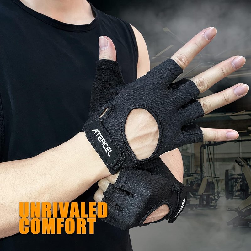 ATERCEL Weight Lifting Gloves Full Palm Protection, Workout Gloves for Gym, Cycling, Exercise, Breathable, Super Lightweight for Men and Women(Gray, L)