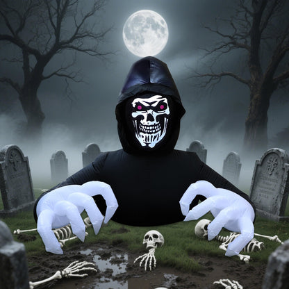 DR.DUDU 6 Ft Halloween Inflatable Decoration Grim Reaper Spooky Ghost with LED Lights for Outdoor Garden Yard Lawn