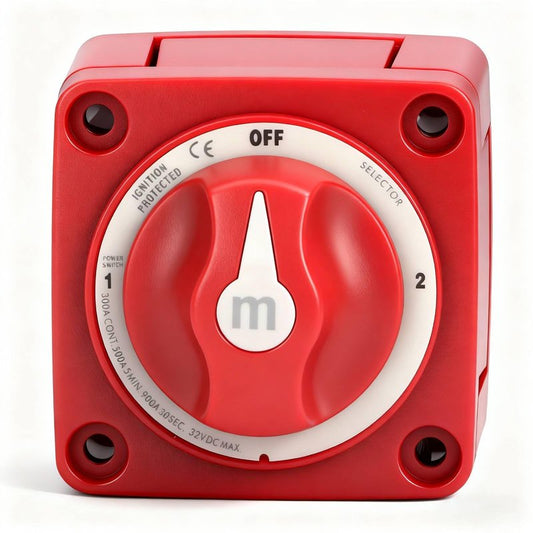 Battery Switch Boat Battery Disconnect Switch 300A 3 Position, High Sensitivity Dual Circuit Power Disconnect Cut Off Isolator for Marine Boat Car Truck Trailer RV, M Series Battery ON Off Kit