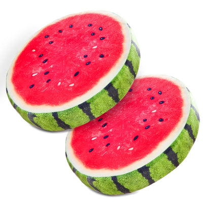 HYSEAS Round Throw Pillows 14 Inch Watermelon, 3D Print Decorative Plush Funny Fruit Stuffed Cushions Toy Seat Pad for Couch, Chair, Floor, Sofa, 2 Pack