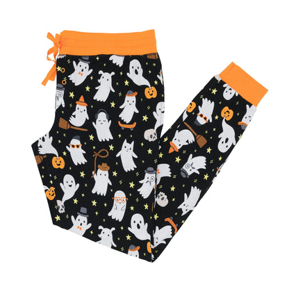 Little Sleepies Women's Halloween Pajama Bottoms, Jogger-Style PJ Pants, Viscose from Bamboo Pajamas, Family Matching Outfits, Friendly Ghosts, XL