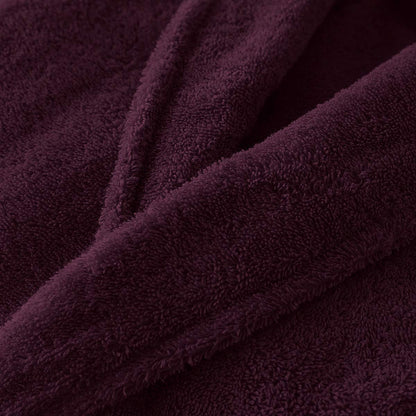 Adore Home 100% Cotton Terry Towelling Hooded Shawl Collar Bathrobe Large,Aubergine