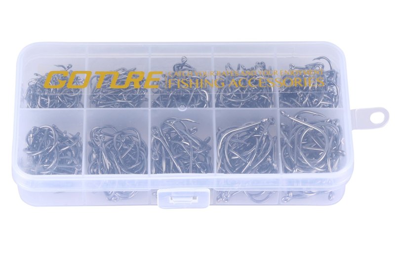 Goture Jig Hooks Set Kit with Fishing Tackle Box Fish Head Hooks (Fish Hook 500pcs（#6-#15）)