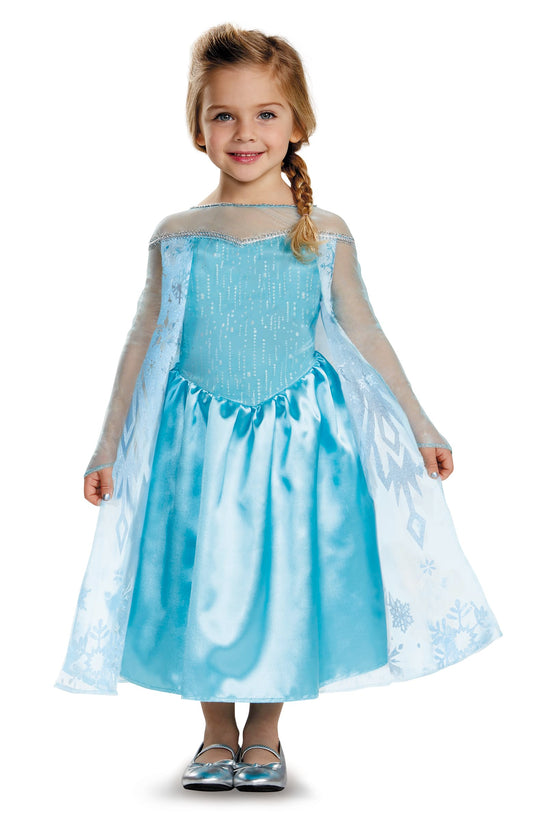 Elsa Toddler Classic Costume, Official Disney Frozen Halloween Costume, Size Medium (3T-4T)
