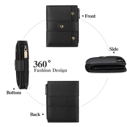 GOIACII Small Women's Wallet Ladies Credit Card Holder with 4 ID Windows & Zip Coin Pocket RFID Blocking Leather