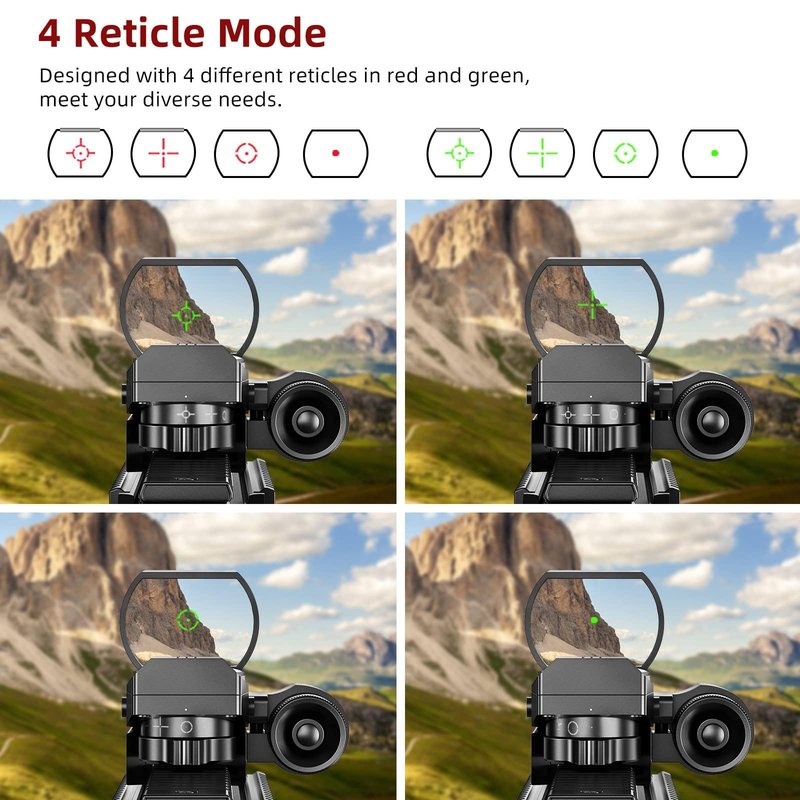 CVLIFE 1X22X33 Reflex Sight Red Dot Sight Red Green 4 Reticle Optics with Laser and Pressure Pad Switch for 20mm Rail