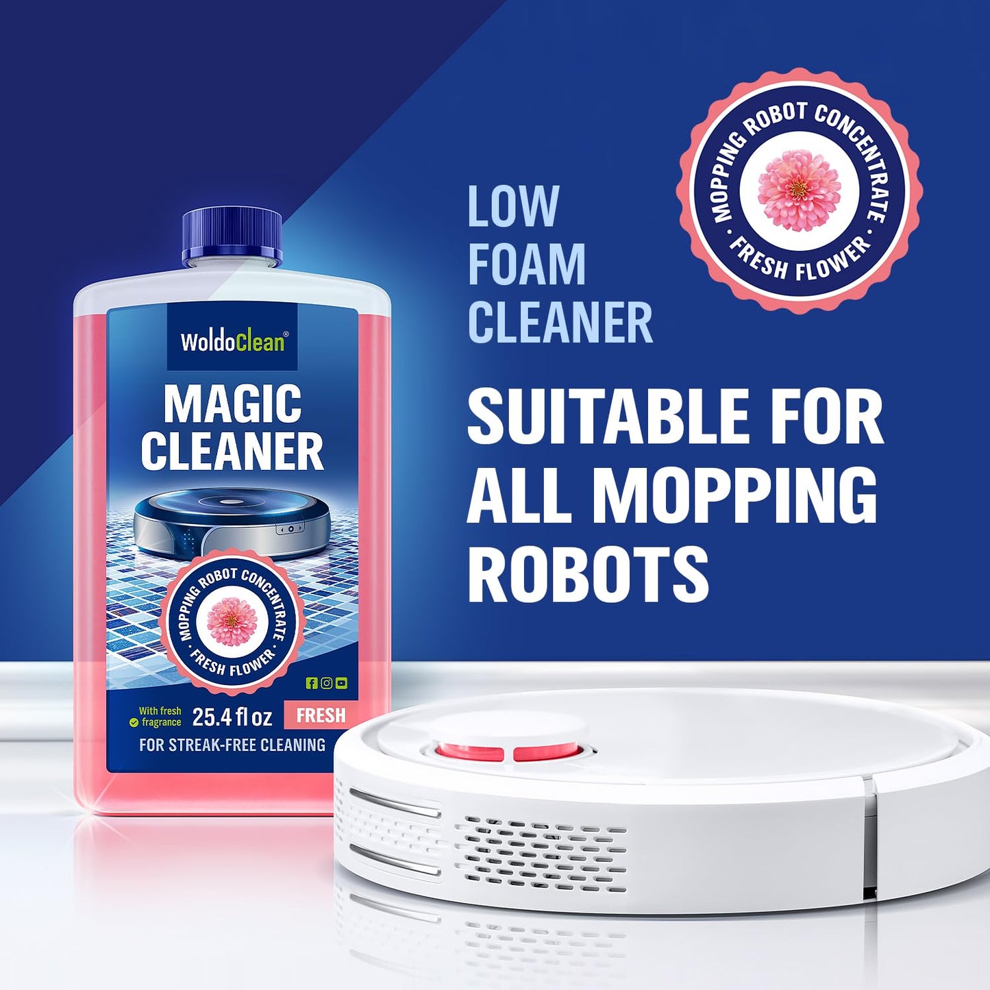 Floor Cleaner for robot vacuum with mop 750ml - ceramic, porcelain and stoneware tiles for 30-50 cleaning cycles