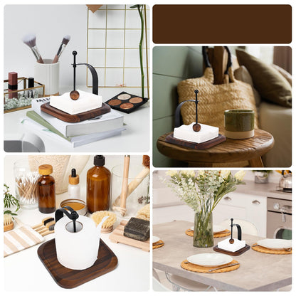 Celestree North American Black Walnut Napkin Holder Duty Solid Wood Tabletop Organizer Fits 5-7" Napkins Perfect for Table, Office, Restaurant, Home Decor Outdoor Use, Warm Gift Idea