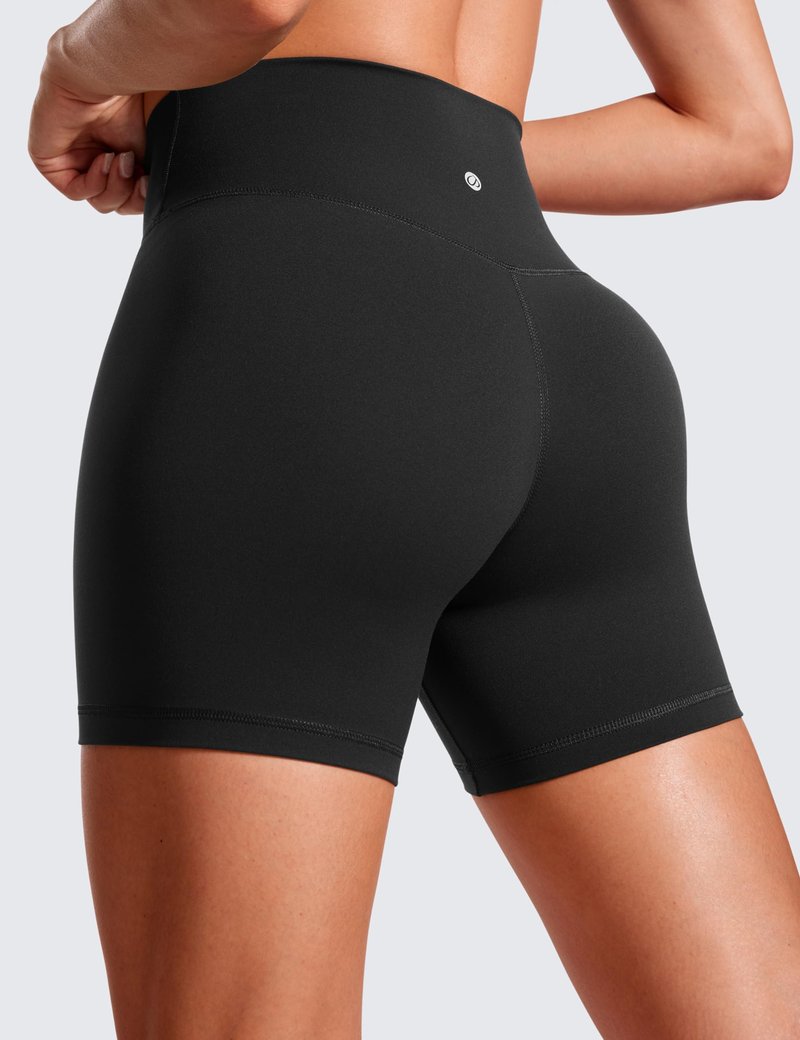 CRZ YOGA Butterluxe Crossover Biker Shorts 5" - Criss Cross High Waisted Workout Yoga Buttery Soft Womens Black Medium
