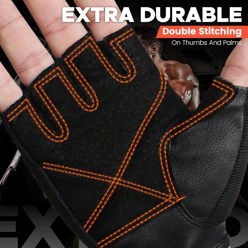 BEACE Weight Lifting Gym Gloves - Anti-Slip Leather Palm for Workout & Fitness | Unisex