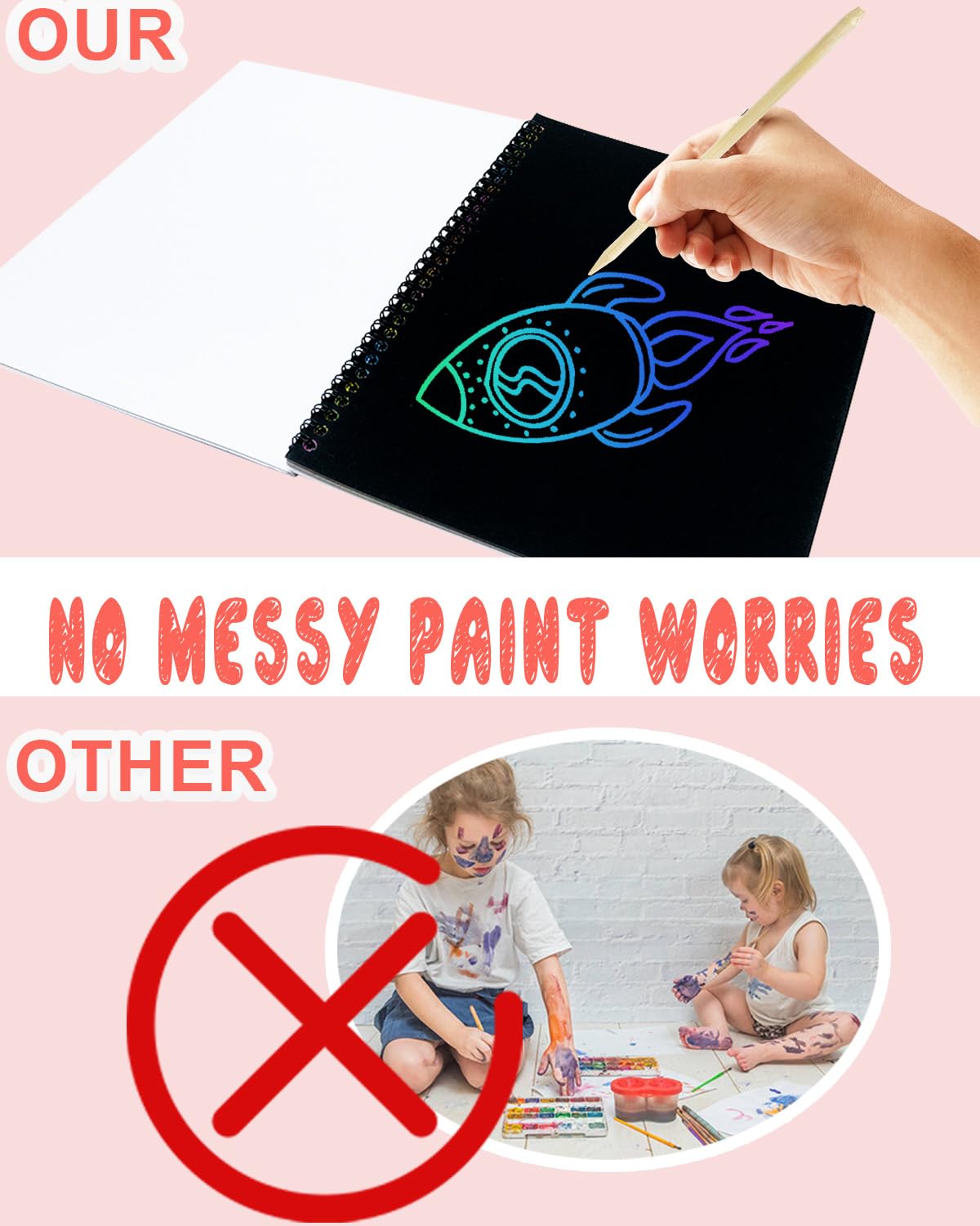 OSLINE Arts and Crafts for Kids Ages 3-5-10 Girls Boys,Rainbow Scratch Paper Art Notebooks,Art Supplies Kit for Gift, Party Favor Toys for 4-8 Year Old,Easter Birthday Gifts for Kids 6-12