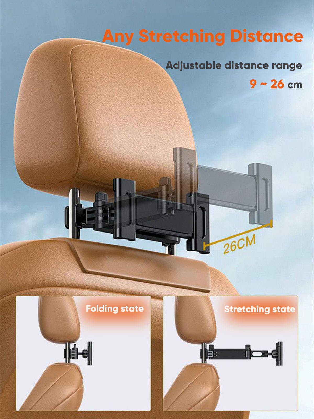 Car Tablet Holder, Headrest Tablet Mount Headrest Stand Cradle Compatible with IPad Pro Air Mini, Galaxy Tabs, Other 4.7-12.9" Cell Phones and Tablets, Red