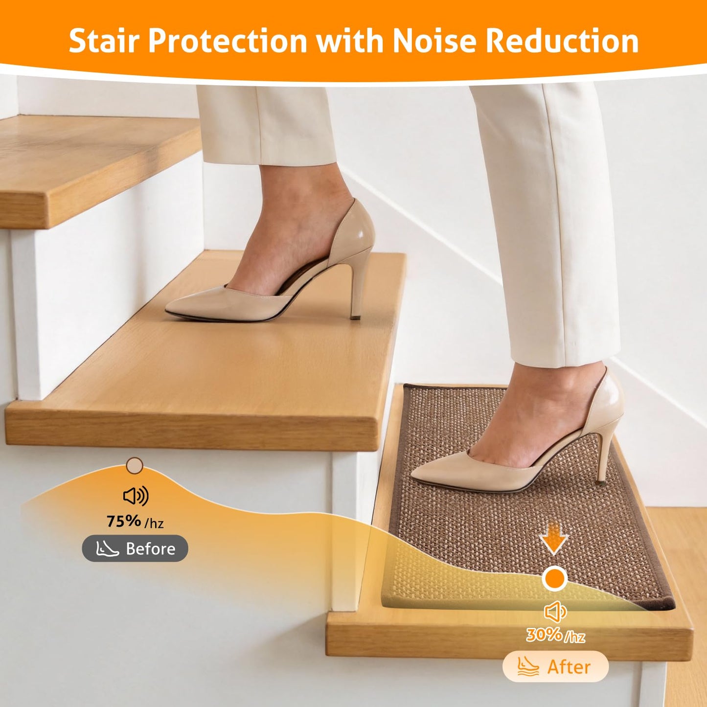 WICHEMI 9"x30"Stair Treads Non Slip Indoor, 15 Pack Stair Runner Carpet, Stair Covers for Wood Stairs with Reusable Adhesive for Kids Seniors Pets, Brown