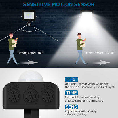 Totofac Motion Sensor Outdoor Security Light, 30W LED Floodlights with PIR Sensor, IP66 Waterproof Motion Sensor Outdoor Wall Light for Garden, Backyard, Garage, Doorways,6000K Daylight White