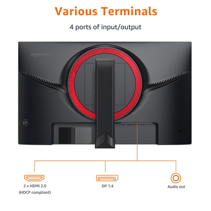 Amazon Basics 24 in Monitor, FHD 1080P, Max 100Hz, VESA Compatible, Built-in Speakers, Black