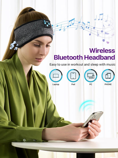 Fulext Sleep Headphones Bluetooth Headband,Sleeping Headphones Sports Headband, Long Time Play Sleeping Headsets with Built in Speakers Perfect for Workout,Running,Yoga
