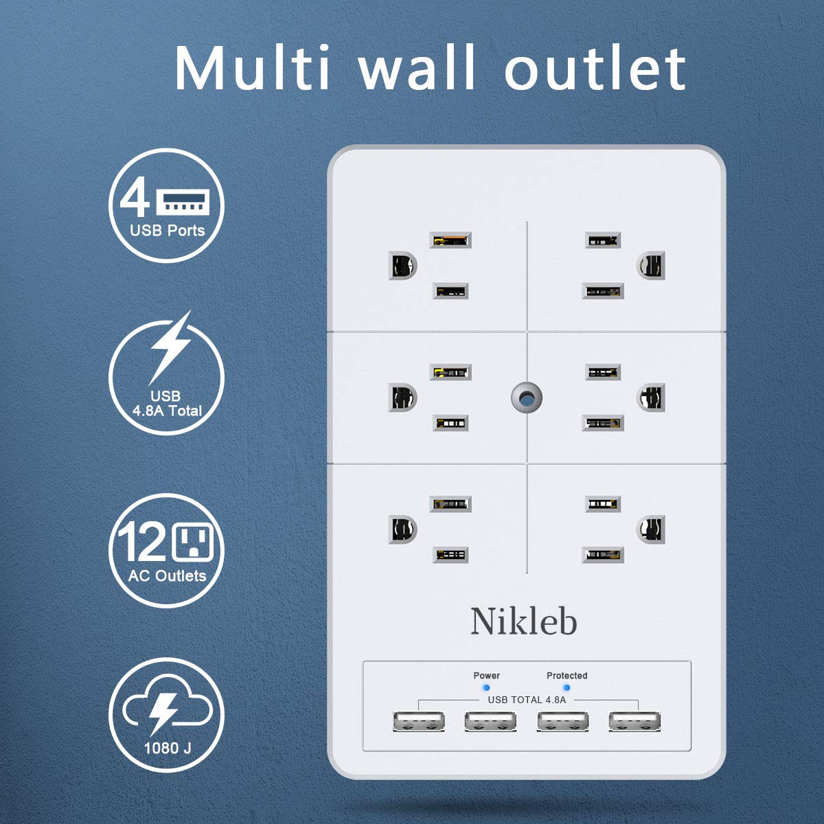 Power Strip 23 in 1, 20 Outlets Surge Protector Wall Mount with 2 USB+1 USB C Ports, Multi Plug Extension Cord 6ft Heavy Duty, Accessories for Gaming, Studio, Home, Office, Desk Organizers