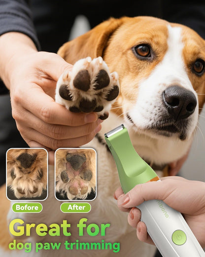 Unibono Dog Grooming Clipper Kit, Quiet Cordless Pet Clipper for Dogs & Cats, Silent Dog Cat Shaver for Paws, Claws, Eyes, Ears, Face with Grooming Scissors Comb, Green