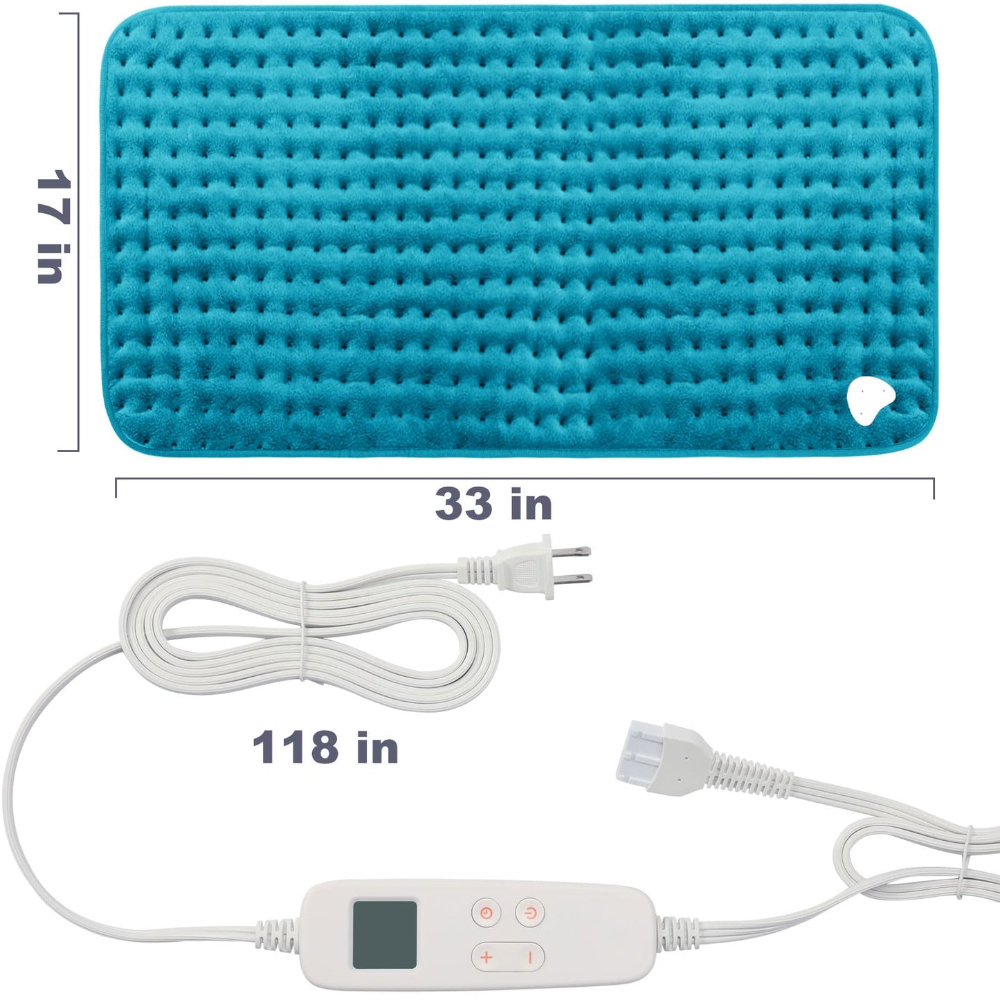 VAAGHANM Heating Pad: 33 x 17 inches Electric Heating Pad for Back Pain Relief -Extra Large Heat Pad for Shoulder/Neck/Cramp/Menstrual Pain - Upgraded 6 Timer & 6 Temperature Controller