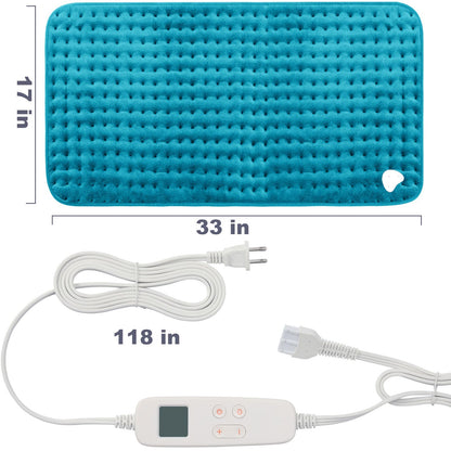VAAGHANM Heating Pad: 33 x 17 inches Electric Heating Pad for Back Pain Relief -Extra Large Heat Pad for Shoulder/Neck/Cramp/Menstrual Pain - Upgraded 6 Timer & 6 Temperature Controller