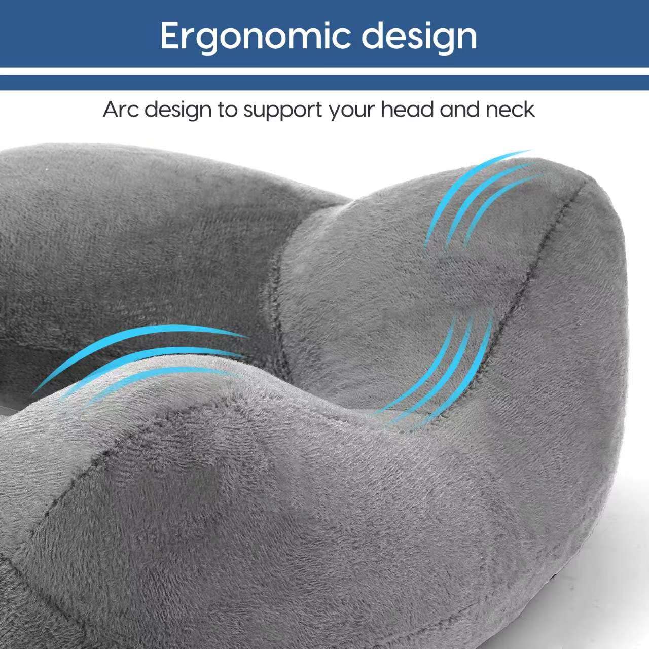 HITSZS Inflatable Travel Pillow for Airplane Inflatable Neck Pillow for Traveling with Soft Velvet Washable Cover for Sleeping, Airplane,Train, Car, Office, Contoured Eye Masks, Earplugs