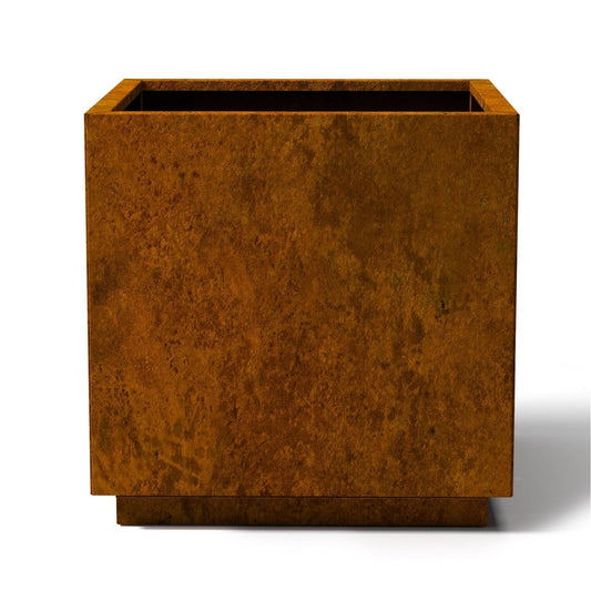 Decoroca Corten Steel Planters Outdoor - Large Rectangular Planter Box - Rust-Resistant Decor for Patio & Garden - US-Design Naturally Rusting (21" H x 20" W x 20" L)