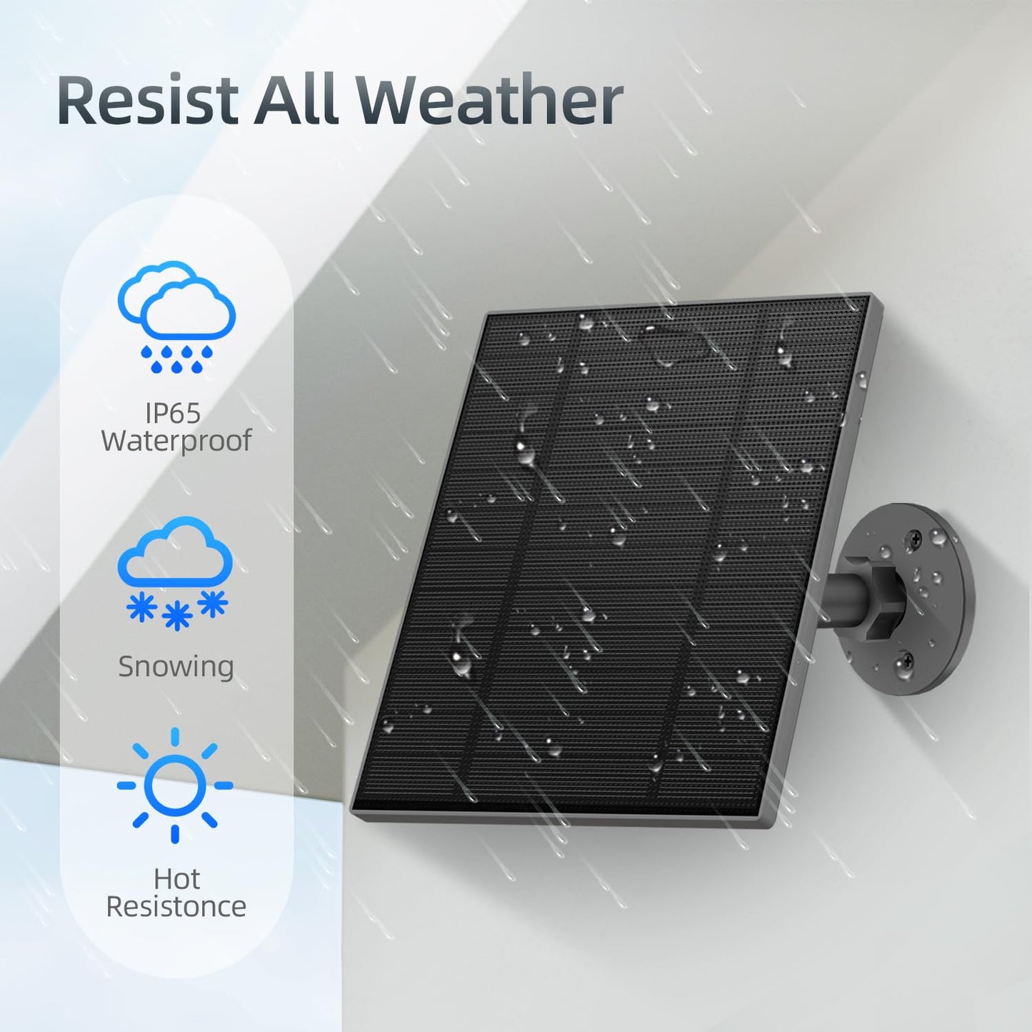 2PC 5W Solar Panel for Security Camera, Solar Panel with Micro USB & USB-C Port for DC 5V Outdoor Rechargeable Battery Camera, IP65 Waterproof, 360° Adjustable Security Mount, 9.8ft Cable(Black)